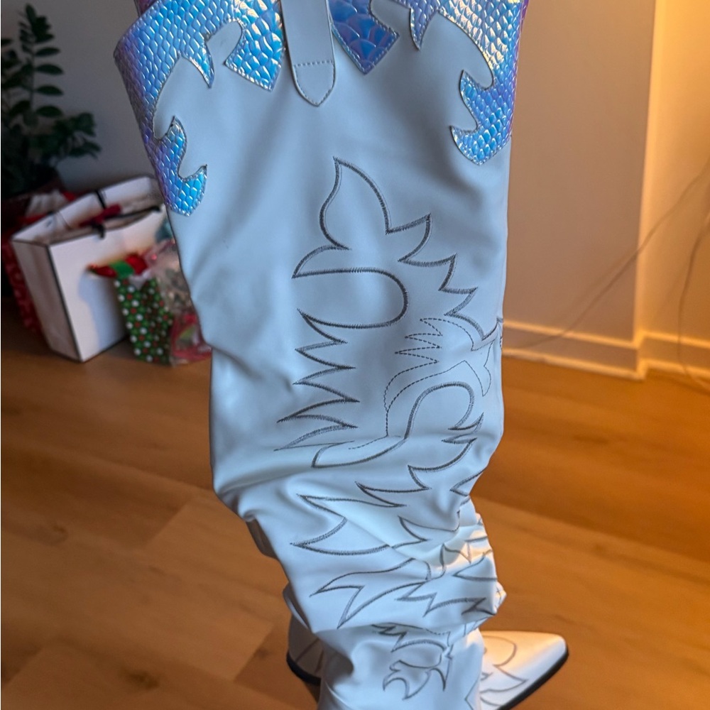 Stylish Over the Knee cowboy Boots in dollskill over knee rave, EDM festival